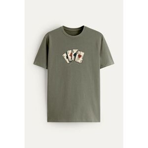 Tričko, Barva Khaki, s Potiskem Wild Cards obraz