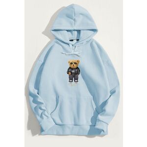 Mikina s Kapucí, Barva Nebesky Modrá , s Potiskem Goat Teddy obraz