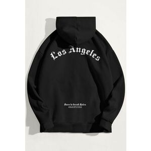 Mikina s Kapucí, Barva Černá, s Potiskem LA Rules obraz