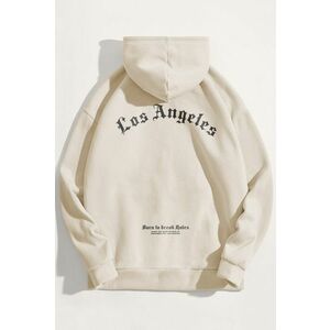 Mikina s Kapucí, Barva Ekru, s Potiskem LA Rules obraz