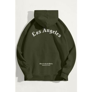Mikina s Kapucí, Barva Khaki, s Potiskem LA Rules obraz