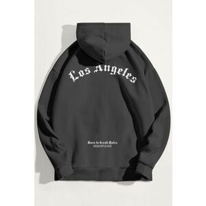 Mikina s Kapucí, Barva Železitě Šedá, s Potiskem LA Rules obraz