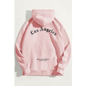 Mikina s Kapucí, Barva Růžová, s Potiskem LA Rules obraz
