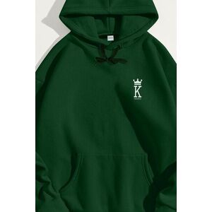 Mikina s Kapucí, Barva Zelená, s Potiskem King obraz
