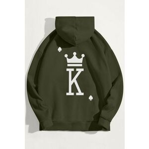 Mikina s Kapucí, Barva Khaki, s Potiskem King obraz