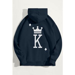Mikina s Kapucí, Barva Modrá, s Potiskem King obraz