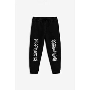 Tepláky Jogger , Barva Černá, s Potiskem Break Rules obraz