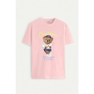 Tričko, Barva Růžová, s Potiskem Tennis Teddy obraz