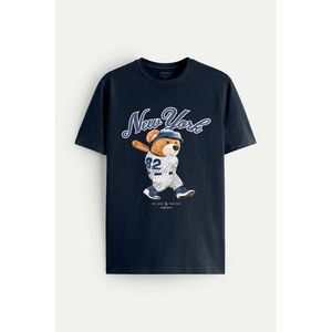 Tričko, Barva Modrá, s Potiskem Baseball Teddy obraz