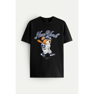 Tričko, Barva Černá, s Potiskem Baseball Teddy obraz