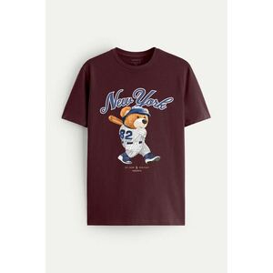 Tričko, Barva Bordó , s Potiskem Baseball Teddy obraz