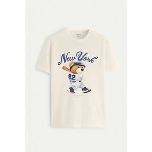 Tričko, Barva Ekru, s Potiskem Baseball Teddy obraz