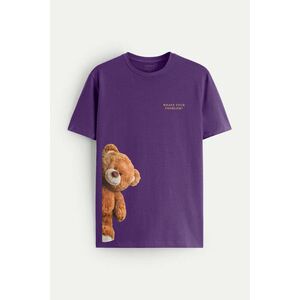 Tričko, Barva Fialová , s Potiskem Kind Teddy obraz
