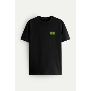 Tričko, Barva Černá, s Potiskem Brazil Flag obraz