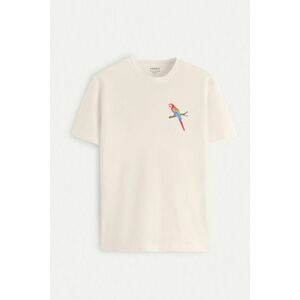 Tričko, Barva Ekru, s Potiskem Jungle Parrot obraz