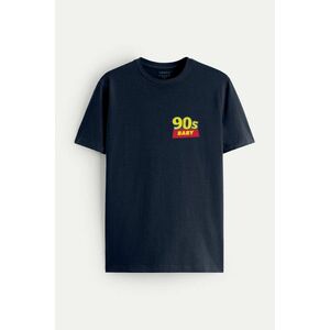 Tričko, Barva Modrá, s Potiskem Nineties Baby obraz