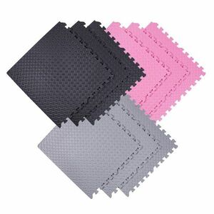 Puzzle podložka Sportago Easy-Lock 58x58x1 cm, 9 ks, růžová-šedá-černá obraz