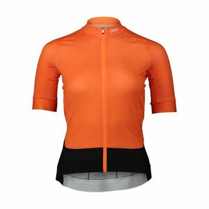 POC Cyklistický dres s krátkým rukávem - ESSENTIAL ROAD LADY - černá/oranžová XL obraz