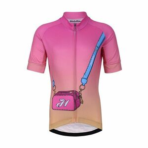 HOLOKOLO Cyklistický dres s krátkým rukávem - CANDYBAG KIDS - růžová/žlutá S-135cm obraz