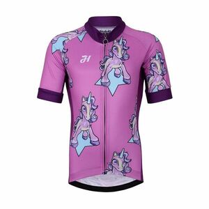HOLOKOLO Cyklistický dres s krátkým rukávem - UNICORNS KIDS - vícebarevná/růžová XS-125cm obraz