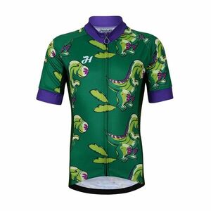 HOLOKOLO Cyklistický dres s krátkým rukávem - DINOSAURS KIDS - zelená XXS-115cm obraz