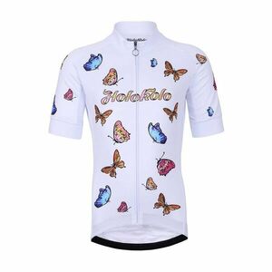 HOLOKOLO Cyklistický dres s krátkým rukávem - BUTTERFLIES KIDS - vícebarevná/bílá XS-125cm obraz