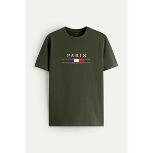 Tričko, Barva Khaki, s Potiskem Paris La Vie obraz