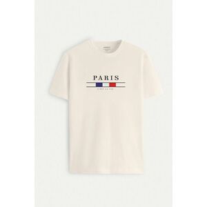 Tričko, Barva Ekru, s Potiskem Paris La Vie obraz