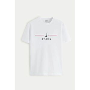 Tričko, Barva Bílá, s Potiskem Paris obraz