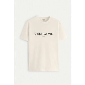 Tričko, Barva Ekru, s Potiskem CEst La Vie obraz