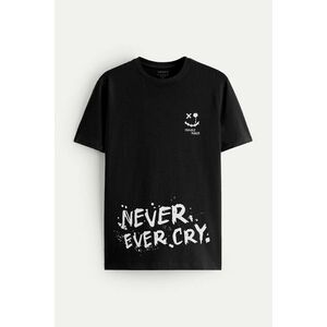 Tričko, Barva Černá, s Potiskem Never Ever Cry obraz
