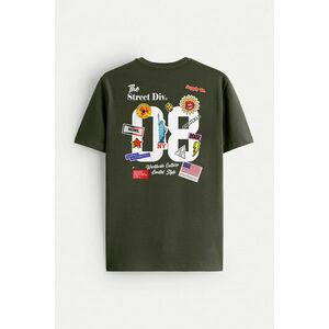 Tričko, Barva Khaki, s Potiskem The Street Div obraz