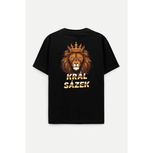 Oversized Tričko, Barva Černá s Potiskem Lion obraz