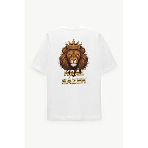 Oversized Tričko, Barva Bilá s Potiskem Lion obraz