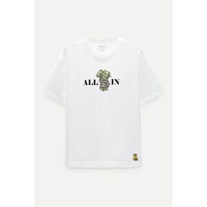 Oversized Tričko, Barva Bilá s Potiskem All In obraz