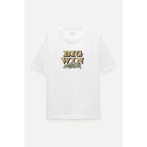 Oversized Tričko, Barva Bilá s Potiskem Big Win obraz