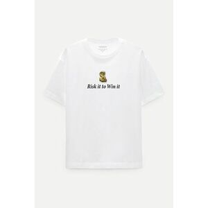 Oversized Tričko, Barva Bilá s Potiskem Risk It obraz