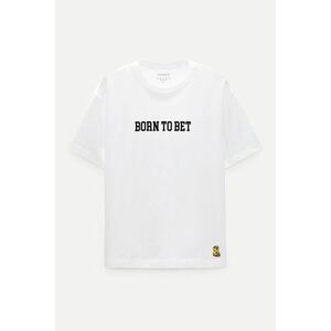 Oversized Tričko, Barva Bílá s Potiskem Born To Bet obraz