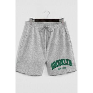 Šortky, Barva Šedá, s Potiskem Brooklyn New York obraz