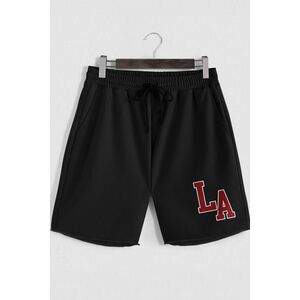 Šortky, Barva Černá, s Potiskem Just LA obraz