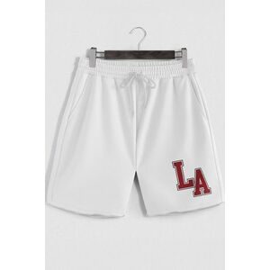 Šortky, Barva Bílá, s Potiskem Just LA obraz