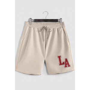 Šortky, Barva Ekru, s Potiskem Just LA obraz