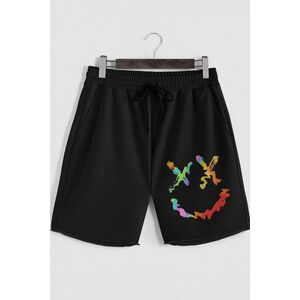 Šortky, Barva Černá, s Potiskem Neon Smiley Face obraz