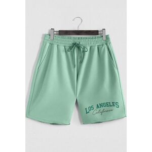 Šortky, Barva Světle Zelená, s Potiskem Los Angeles California obraz