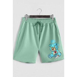 Šortky, Barva Světle Zelená, s Potiskem Madness Rich obraz