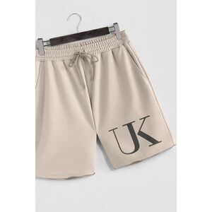 Šortky, Barva Ekru, s Potiskem UK Logo Oversized obraz
