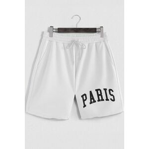 Šortky, Barva Bílá, s Potiskem Paris Letters obraz