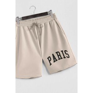 Šortky, Barva Ekru, s Potiskem Paris Letters obraz
