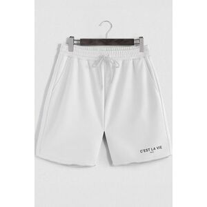 Šortky, Barva Bílá, s Potiskem CEst La Vie obraz