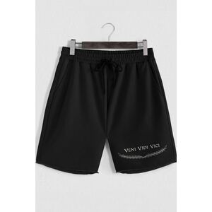 Šortky, Barva Černá, s Potiskem Veni Vidi Vici obraz